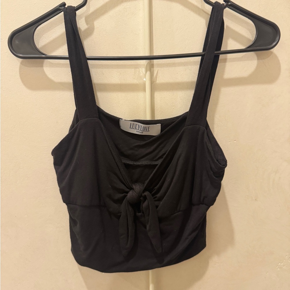 Lucy Love Black Tie-Front Tank Top
